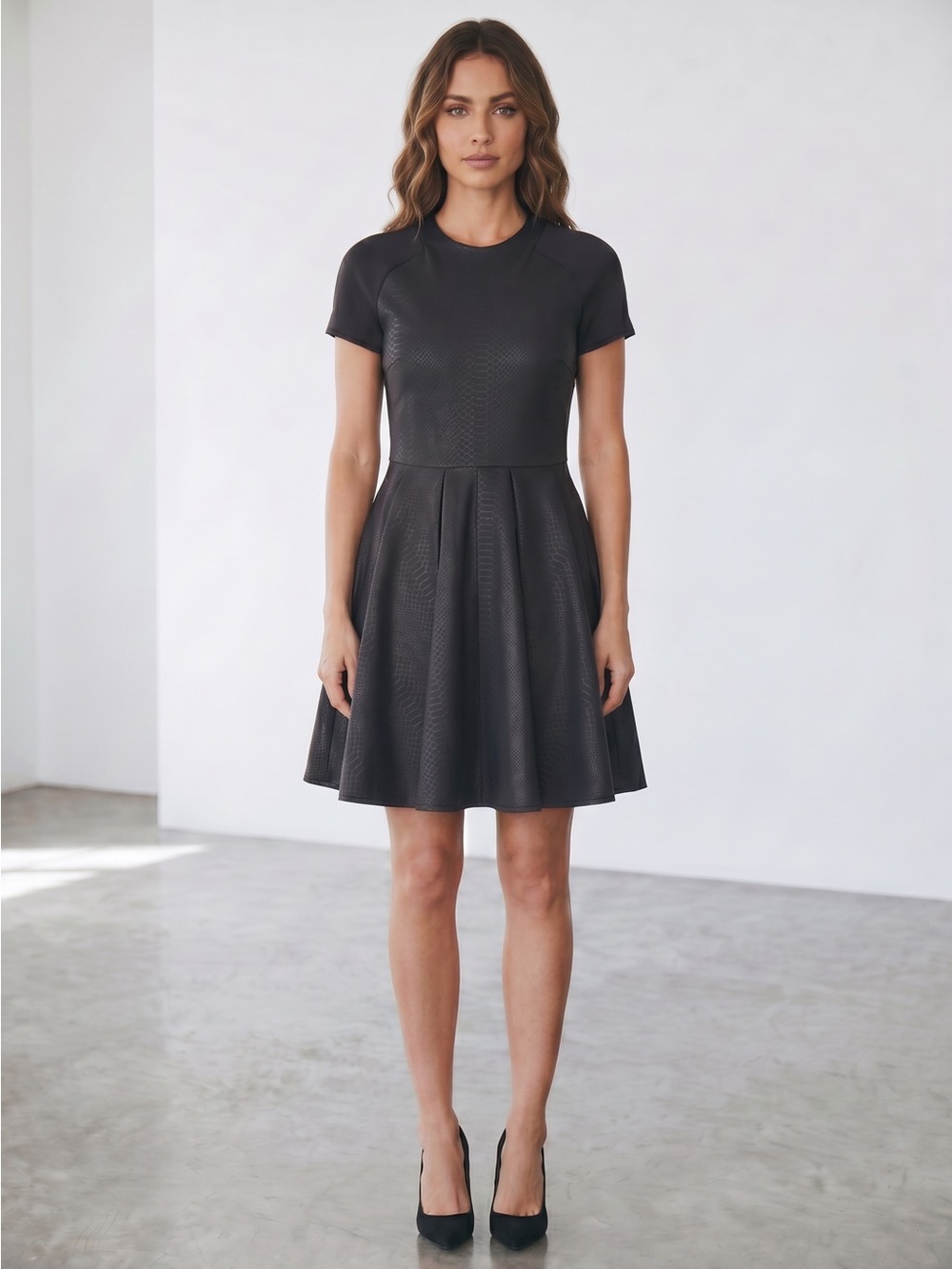 Ted Baker Melisse Snake Neoprene Black Dress Size S